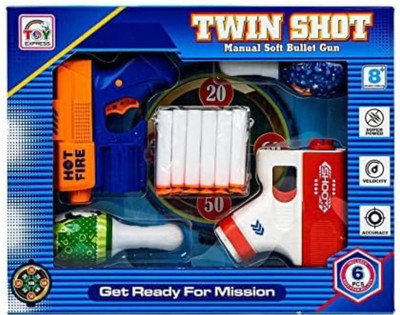 Jayaansh Traders Twin Manual Shoot Gun Foam Bullet & Target Guns & Dart (Multicolour) Guns & Darts(Multicolor)