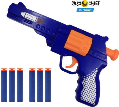 Miss & Chief Pistol Soft Blaster Manual Soft Bullet Dart Shooting Toy with 6 Safe Foam Bullet Guns & Darts(Multicolor)