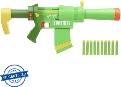 Nerf Fortnite SMG-Zesty Elite Dart Blaster with Removable Stock,Barrel, 10-Darts Guns & Darts(Multicolor)