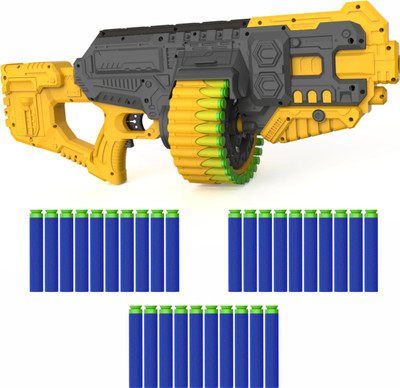 CHANAK Street Viper Big Blaster Motorized Dart Gun Toy Including 30 Soft Foam Bullets Guns & Darts(Yellow)