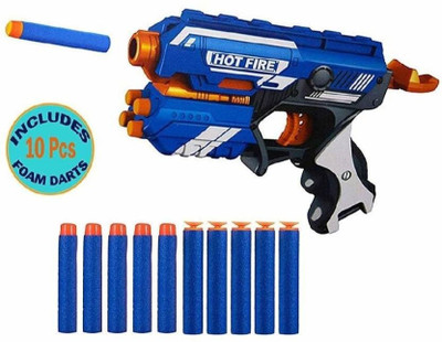 RRCollection Kids' Soft Toy Gun with Safe Foam Bullets and Long-Range Shooting Guns & Darts(Blue)