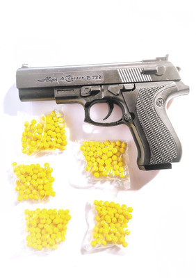 N K Hol P-729 mini toy mouser gun for kids with 300 plus bullets Guns & Darts(Black)