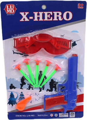 neoinsta shopping Plastic gun toys for kids with goggles, 5 dart bullets and whistle Guns & Darts(Blue)