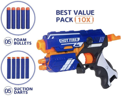 EARLYGENIUS Hot Fire Soft Bullet Gun Toy With 10 Safe Soft Foam Bullets Darts & Plastic Bullets(Multicolor)