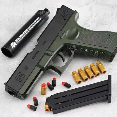GEX Shooting Toy Gun for Kids Soft Bullet Blaster Pistol Foam Darts Jump Ejecting. Guns & Darts(Green, Black)
