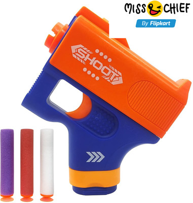 Miss & Chief Mini Soft Blaster Manual Soft Bullet Shooting Gun Toy with 3 Soft Foam Bullets Guns & Darts(Multicolor)
