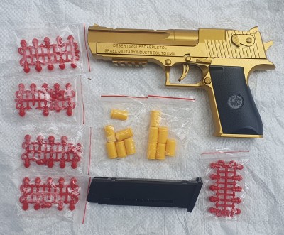 toypapa pistol toy gun - air soft pistol gun automatic shell ejection (50bullet+12shell) Guns & Darts(Gold)