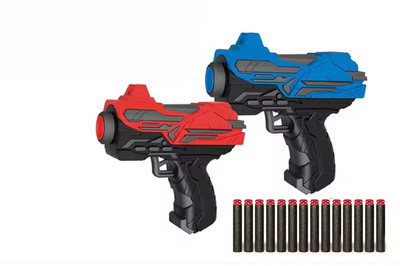 KTRS Dual Blaster Soft Rubber Foam Bullets Pull Back 2 Action Gun 14 Piece Darts Darts & Plastic Bullets(Multicolor)