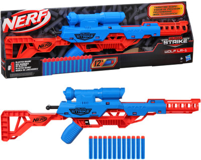 Nerf Alpha Strike Wolf LR-1 Blaster with Targeting Scope ,12 Official Elite Darts ,Breech Load, Pump Action, Easy Load-Prime-Fire Guns & Darts(Multicolor)