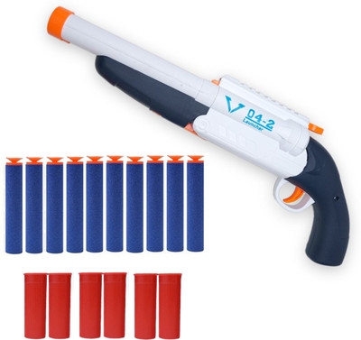 Toy Cloud Double Barreled Soft Dart Shooting Gun Toy with 6 Bullet Shells & 10 Foam Darts Guns & Darts(Multicolor)