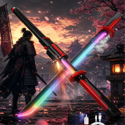 VikriDa Toy Neon Sword 31.5 Inch Spark Blade Sound, Fog & Hit Sensor Light Sword Maces & Swords(Black)