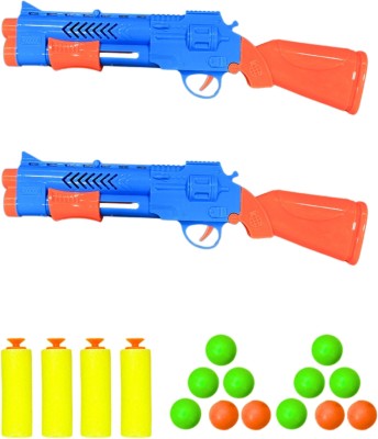 Happy Turtle - Smart Counting Shooting Gun With Ball Catcher-Kids Toy for Ages 5+ (Pack Of 2) Guns & Darts(Multicolor)