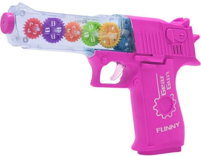 RAINBOW RIDERS Colourful Electric Gear Transparent Flashing Light & Sound Concept Gun Toy Guns & Darts(Pink)