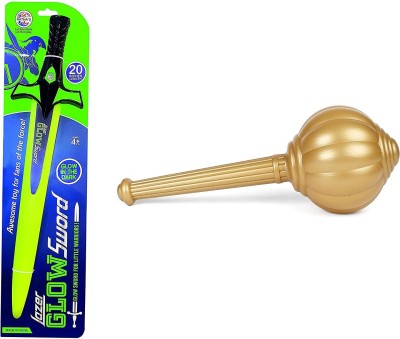 Sani International Toy World Combo of Glow in The Dark Lazer Sword & Hanuman GADA Toy for Kids Maces & Swords(Gold, Green)