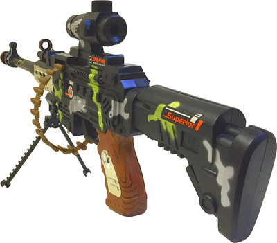 HappyBive Combat Military Mission Machine Gun with LED Flashing Lights and Sound for Kids Darts & Plastic Bullets(Multicolor)