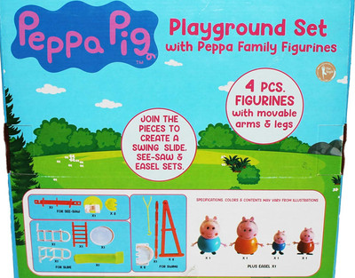 RIGHT SEARCH Peppa Pig Playground Set with Peppa Pig Family Figurines(Multicolor)