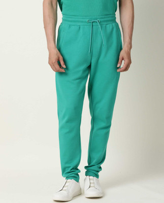 Rare Rabbit Solid Men Green Track Pants