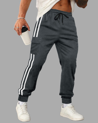 EyeBogler Striped Men Grey Track Pants