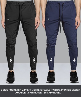 AVOLT Self Design Men Black, Blue Track Pants