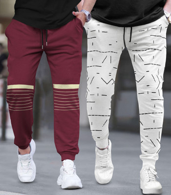 TRIPR Printed Men Maroon, White Track Pants