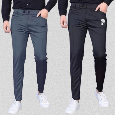 SUMITGARMENT Regular Fit Men Black, Grey Trousers