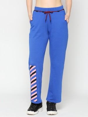 BEING HUMAN Solid Women Blue Track Pants