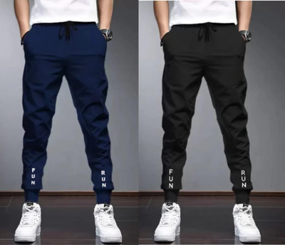 METRONAUT Solid Men Black, Dark Blue Track Pants