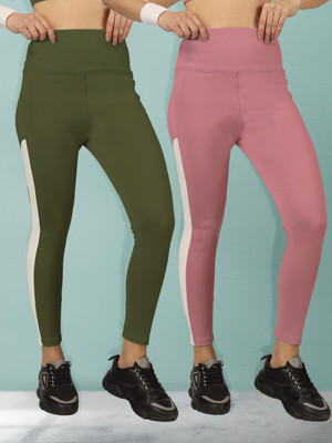 BEYOGINI Striped Women Green, Pink Track Pants