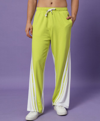PockMAN Colorblock Men Light Green, White Track Pants