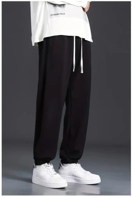 Dockstreet Solid Men Black Track Pants