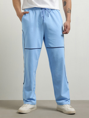 NOBERO Solid Men Blue Track Pants