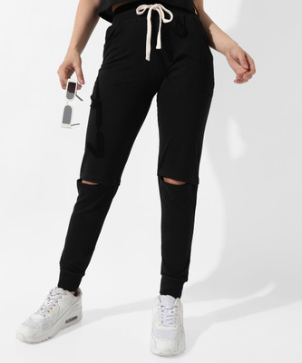CAMPUS SUTRA Self Design Women Black Track Pants