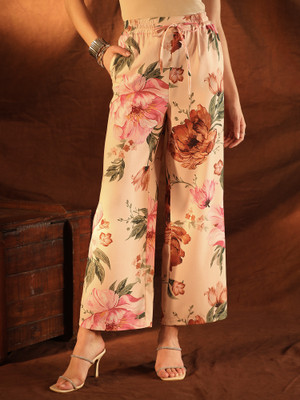 KAZO Floral Print Women Pink Track Pants