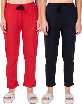 FASHIONHOUSETS Solid Women Red, Dark Blue Track Pants
