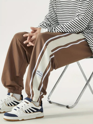 Q-Rious Striped Men Brown Track Pants