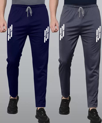 EYSTONE Solid, Printed Men Dark Blue, Grey Track Pants