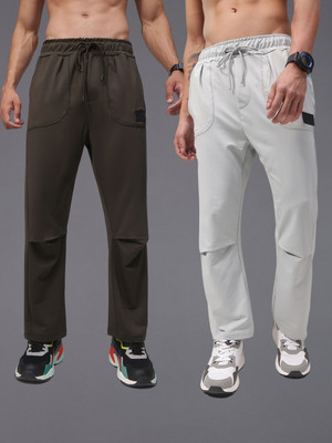 MADSTO Solid Men Silver, Dark Green Track Pants