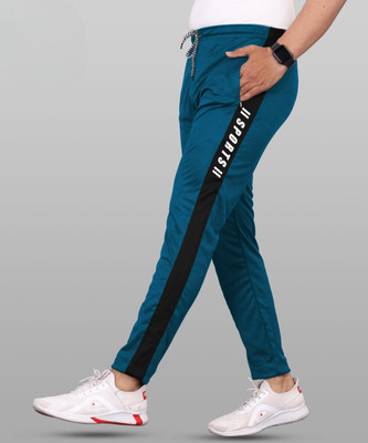 Cronix Striped Men Light Blue Track Pants