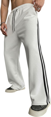 Dockstreet Solid Men White Track Pants