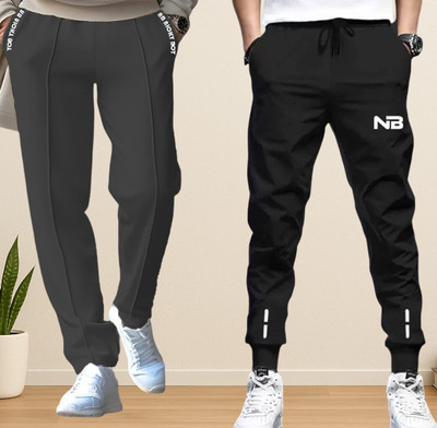 NB NICKY BOY Printed Men Black, Grey Track Pants