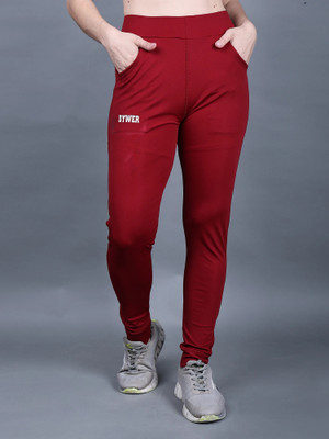 DYWER Solid Women Maroon Track Pants