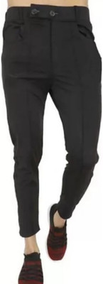 ask Solid Men Black Track Pants