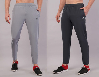 CornerKick Solid, Printed Men Silver, Grey Track Pants