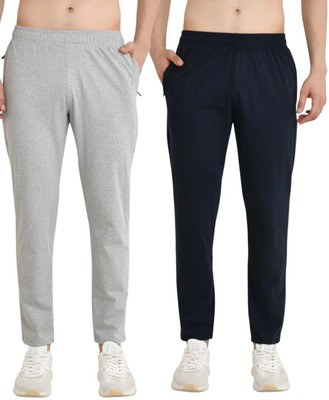 nice mode Solid Men Grey, Blue Track Pants