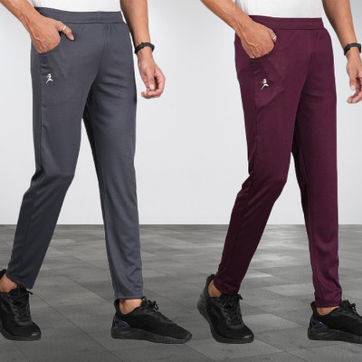 FICKA Solid Men Grey, Maroon Track Pants