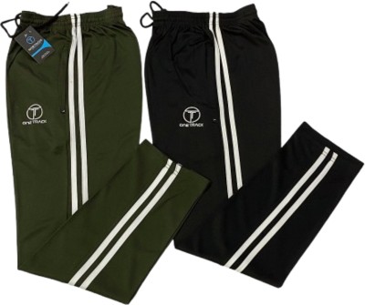 ONE TRACKFIT Colorblock Men Black, Green Track Pants