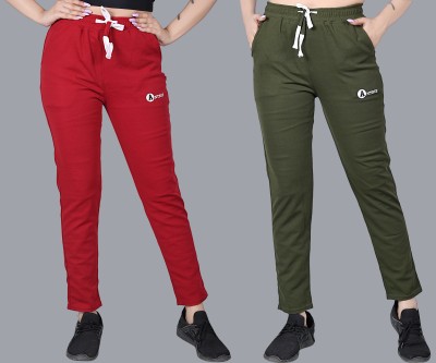 ANTRUE Printed Women Maroon, Olive Track Pants