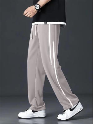 Jonney Striped Men Grey Track Pants