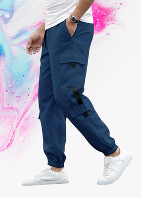Kesaria Textile Company Self Design Men Blue Track Pants