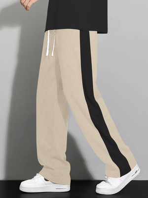 KAJARU Colorblock Men Beige Track Pants